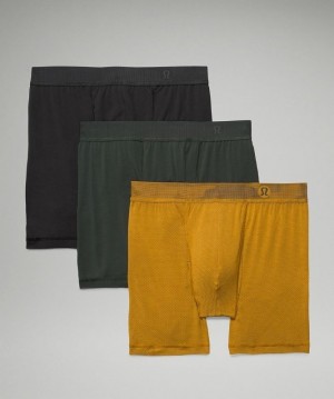Lululemon AIM Boxer Mesh 3 Pack Negros Dorados Marrom Verdes | 351697VTZ