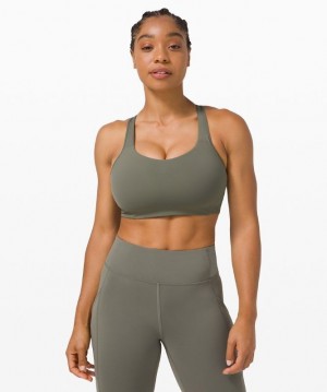 Lululemon All Powered Up Bra Medium Support, A Grises Verde Oliva | 497018ZFT