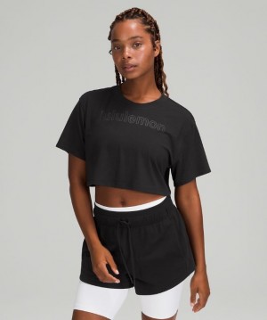 Lululemon All Yours Cropped Graphic T-Shirt Negros | 614093GMN