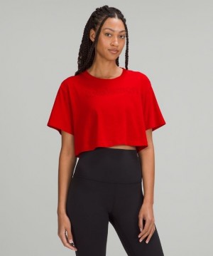 Lululemon All Yours Cropped Graphic T-Shirt Rojos Oscuro | 401395ZCF