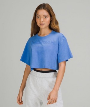 Lululemon All Yours Cropped Graphic T-Shirt Azules | 248153REN
