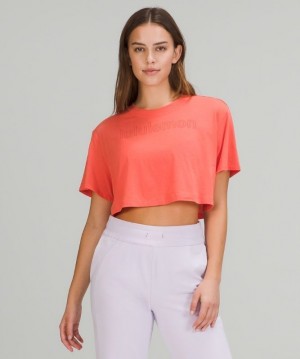 Lululemon All Yours Cropped Graphic T-Shirt Coral | 796351SRD