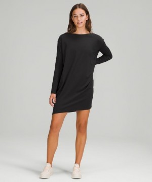 Lululemon Back in Action LS Dress Negros | 685931CFK