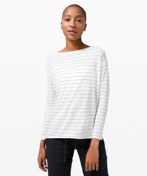 Lululemon Back in Action Long Sleeve Blancos Negros | 163582LBU