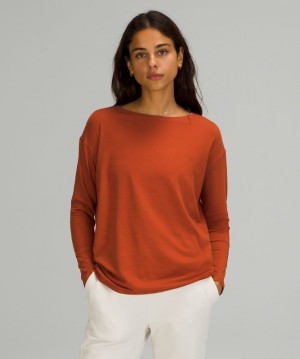 Lululemon Back in Action Long Sleeve Rojos Oscuro | 784609NQT