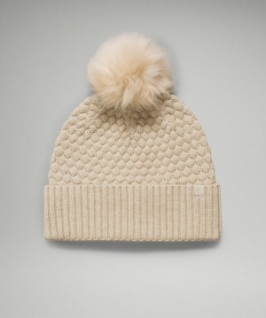 Lululemon Bubble Knit Pom Beanie Beige | 012873OPL