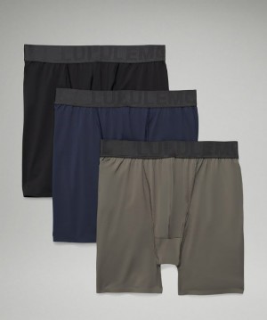 Lululemon Built to Move Boxer 5 3 Pack Negros Azul Marino Grises Verde Oliva | 671390YTF