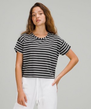 Lululemon Cates Tee Grises Oscuro Blancos | 673142YWR