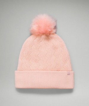 Lululemon Chevron Knit Pom Beanie Rosas Blancos | 467352JSL