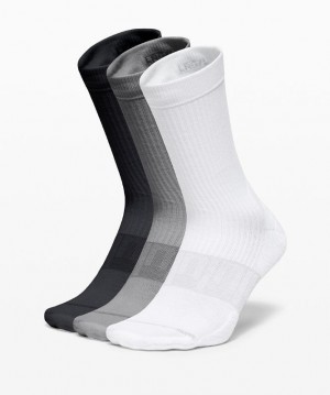 Lululemon Daily Stride Crew Sock 3 Pack Blancos Grises Negros | 923781IYF