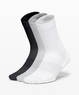 Lululemon Daily Stride Crew Sock 3 Pack Blancos Grises Negros | 167039TJU