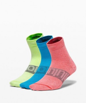 Lululemon Daily Stride Mid Crew Sock 3 Pack Rosas Turquesa Verde Menta | 253671FUE