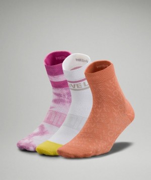 Lululemon Daily Stride Mid Crew Sock 3 Pack Rosas Multicolor Rosas | 804965EJT