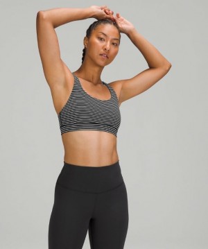 Lululemon Energy Bra Medium Support, B Negros Blancos | 352864XNR