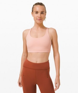 Lululemon Energy Bra Medium Support, B Rosas Blancos | 067912NSW