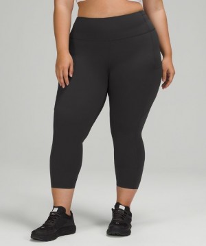 Lululemon Fast and Free HR Crop 23 Non-Reflective Grises Oscuro | 436075DLT