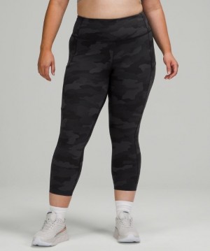 Lululemon Fast and Free HR Crop 23 Non-Reflective Camuflados Negros Multicolor | 059816RLB