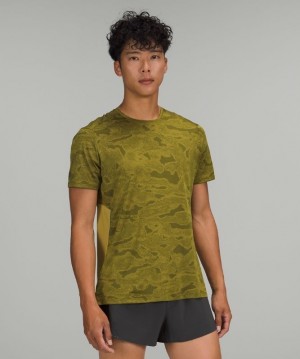 Lululemon Fast and Free Short Sleeve Shirt Camuflados Dorados Verdes | 385146TYR