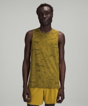 Lululemon Fast and Free Tank Camuflados Dorados Verdes | 376401OLN