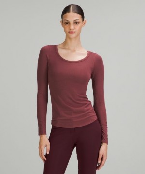 Lululemon Hold Tight Scoop Neck Long Sleeve Shirt Rojos | 156408HOK