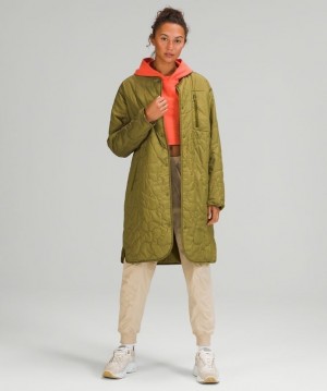 Lululemon Insulated Quilted Long Bomber Verdes | 203175DRB