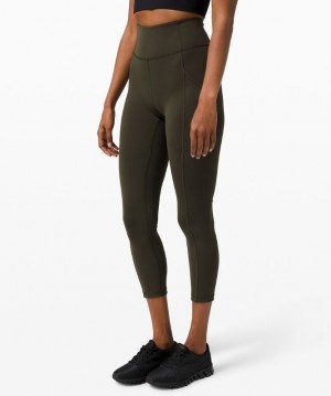Lululemon Invigorate High-Rise Crop 23 Verde Oliva Oscuro | 785039KEF