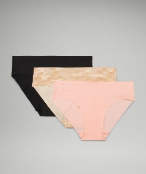 Lululemon InvisiWear Mid-Rise Bikini Underwear 3 Pack Camuflados Marrom Multicolor Rosas Blancos Negros | 403786KWN