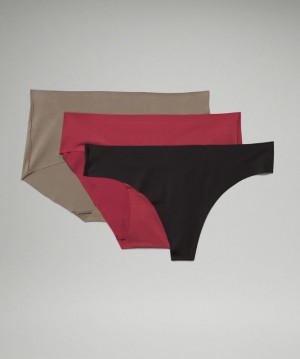 Lululemon InvisiWear Mid-Rise Multi-Silhouette Underwear 3 Pack Negros Vino | 687032DAE