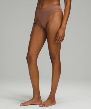 Lululemon InvisiWear Mid-Rise Thong Underwear Marrom | 692738NHE