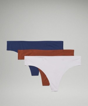 Lululemon InvisiWear Mid-Rise Thong Underwear 3 Pack Marrom | 368590LGY
