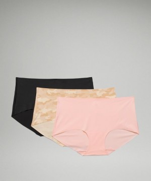 Lululemon InvisiWear Mid Rise Boyshort Underwear 3 Pack Camuflados Marrom Multicolor Rosas Blancos Negros | 740953WPF