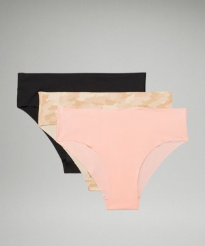 Lululemon InvisiWear Mid Rise Cheeky Bikini Underwear 3 Pack Camuflados Marrom Multicolor Rosas Blancos Negros | 219358RSJ