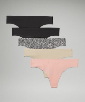Lululemon InvisiWear Thong 5P Negros Negros Rosas Blancos Beige Negros | 604719PVH