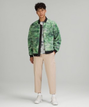 Lululemon Lab Textured Fleece Bomber Jacket Verdes Multicolor | 623985UVK