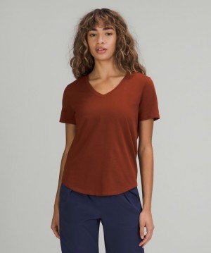 Lululemon Love V-Neck T-Shirt Marrom | 912584FHY