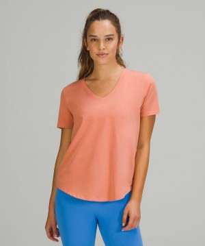 Lululemon Love V-Neck T-Shirt Rosas | 108643KPD