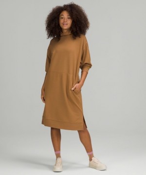 Lululemon Modal Fleece Funnel-Neck Dress Beige | 582691PNZ