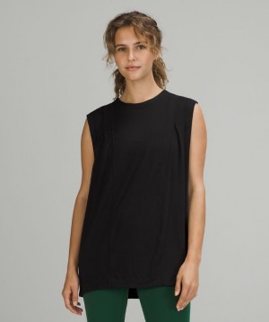 Lululemon Modal Pleated Shoulder Tank Top Negros | 296847LCZ