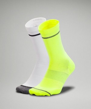 Lululemon Power Stride Crew Sock 2P Amarillos Blancos | 568430UVS