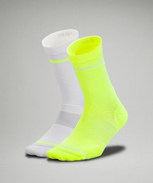 Lululemon Power Stride Crew Sock 2P Amarillos Blancos | 279583BZD