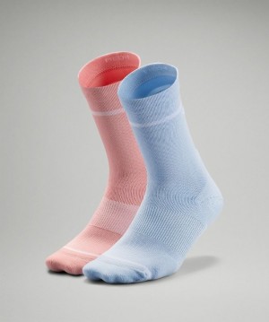 Lululemon Power Stride Crew Sock 2P Azules Beige Rosas | 549082NHC