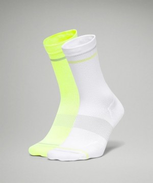 Lululemon Power Stride Crew Sock Stripe 2 Pack Verde Menta Amarillos | 960157PEN