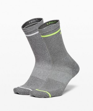 Lululemon Power Stride Crew Sock Stripe 2 Pack Box Set Grises Oscuro | 093741KWV