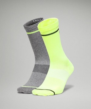 Lululemon Power Stride Crew Sock Stripe 2 Pack Amarillos Negros | 079125EUV