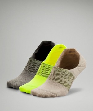 Lululemon Power Stride No-Show Sock with Active Grip 3 Pack Beige Amarillos Grises Verde Oliva | 645782KIH