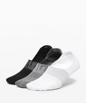 Lululemon Power Stride No-Show Sock with Active Grip 3 Pack Blancos Grises Negros | 034692YBC