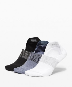 Lululemon Power Stride No-Show Sock with Active Grip 3 Pack Blancos Azules Negros | 976284MOG