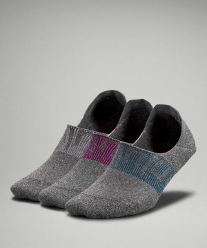 Lululemon Power Stride No-Show Sock with Active Grip 3 Pack Grises Verde Menta | 850634ZIH