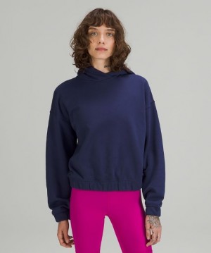 Lululemon Relaxed Cropped Hoodie Night Sea | 217683UZP