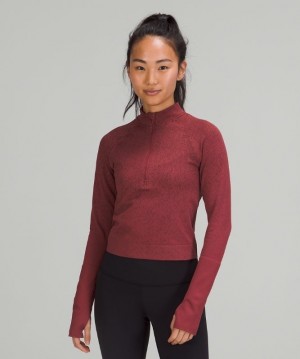 Lululemon Rest Less Cropped 1/2 Zip Vino | 369250JHC